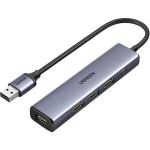 UGREEN 5-in-1 USB-A Adapter - 4 x USB3.0 + 1 x USB-C Input - Grå