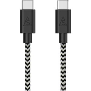 Smartline Braided (3A/15W) USB-C til USB-C Kabel 1 m. - Sort / Hvid