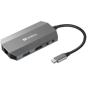 Sandberg 6-i-1 USB-C Multi Adapter - Grå