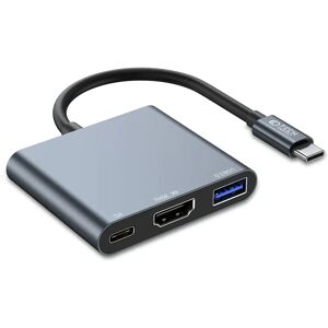 Tech-Protect V1 3in1 USB-C Multiport Hub - USB-A / USB-C / HDMI - Grå