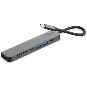 LINQ byELEMENTS 7in1 USB-C Multiport Hub - HDMI / USB-C PD / USB-A / SD&TF Kortlæser - Space Grey