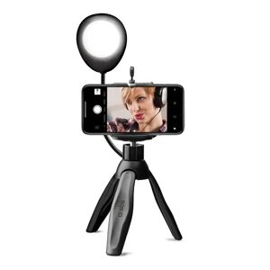 SBS Selfie Tripod m. Lys til Smartphone - Maks Mobil: 55 - 85mm - Sort