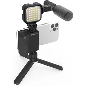 Digipower Follow Me Vlogging Kit m. Stativ til Smartphone m. Mikrofon og Fjernbetjening - Sort