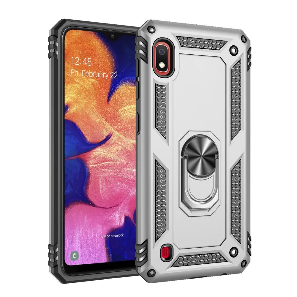 MOBILCOVERS.DK Samsung Galaxy A10 Håndværker Cover m. Stander & 360⁰ Finger Holder - Sølv