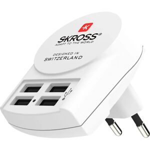 Skross 24W Vægoplader m. 4 x USB-A - Hvid