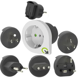 Q2 Power Qplux 5-i-1 Europe to World Rejseadapter - Sort / Hvid