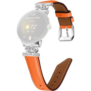 MOBILCOVERS.DK Google Pixel Watch 1 / 2 Læder Rem m. Sølv Rhinsten Spænde - Orange