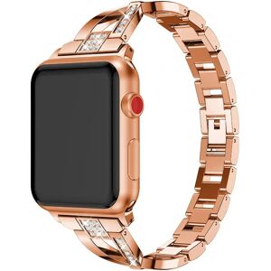 MOBILCOVERS.DK Apple Watch (38/40/SE/41mm) Formet Stål Rem m. Rhinsten - Rose Gold