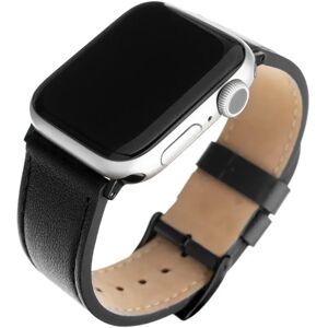 Apple Watch (42 / 44 / SE / 45 / 49 mm) Fixed Ægte Læder Rem - Sort