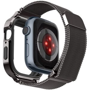 Apple Watch (44/45) Spigen Metal Fit Pro - Aluminium Cover og Rustfri Stål Rem - Sort