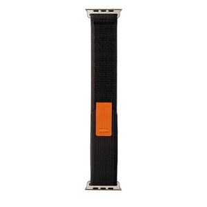 Hurtel Apple Watch (42/44/SE/45/49mm) Velcro Stof Rem - Sort / Orange