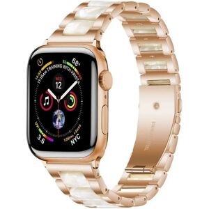 Apple Watch (38/40/SE/41MM) Tech-Protect Rustfri Stål Rem - Rose Gold / Hvid Marmor