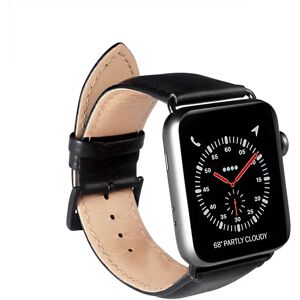 Apple Watch (42/44/SE/45/49mm) GEAR Buffalo Ægte Læder Rem - Sort