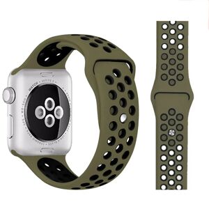 MOBILCOVERS.DK Apple Watch (38/40/SE/41MM) To-Farvet Silikone Rem - Olivengrøn / Sort