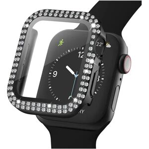 MOBILCOVERS.DK Apple Watch (38mm) Hårdt Plast Case m. Indbygget Skærmbeskyttelse - Sort & Rhinsten