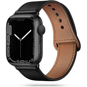 Apple Watch (42/44/SE/45/49mm) Tech-Protect LEATHERFIT Vegansk Læder Rem - Sort