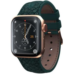 Apple Watch (42/44/SE/45/49mm) Njord byELEMENTS Salmon Series Leather Strap - Jörð / Grøn