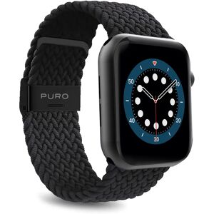 Apple Watch (42/44/SE/45/49mm) Puro Loop Flettet Stof Rem - Sort