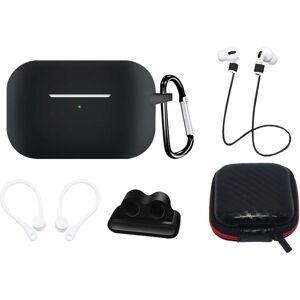 AirPods Pro (1 & 2. gen.) Hurtel Silikone Case Sæt m. Etui, Neck Strap & Ear Hook - Sort