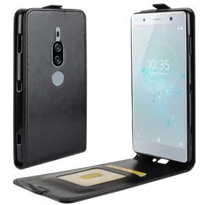 MOBILCOVERS.DK Sony Xperia XZ2 Premium Vertikalt Flip Læder Cover m. Kortholder - Sort