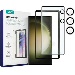 Samsung Galaxy S23 Ultra ESR Screen Shield Beskyttelsessæt - 2 x Skærmbeskyttelse & Kameralinsebeskyttelse - Gennemsigtig