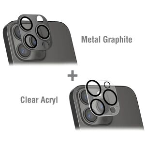 iPhone 15 Pro / 15 Pro Max 4Smarts StyleGlass Kameralinse Beskyttelsesglas - 2 stk. - Metal Graphite / Clear Acryl