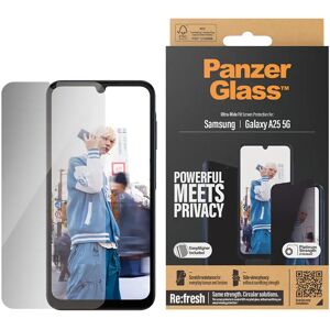 Samsung Galaxy A25 (5G) PanzerGlass Ultra Wide Fit Re:fresh Skærmbeskyttelse m. EasyAligner - Privacy - Platinum Strength - Gennemsigtig / Sort Kant