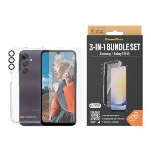 Samsung Galaxy A25 (5G) PanzerGlass 3-i-1 Bundle m. EasyAligner - D3O Bio Hardcase Cover / Skærmbeskyttelse (UWF) / Hoops Kamerabeskyttelse - Gennemsigtig / Sort