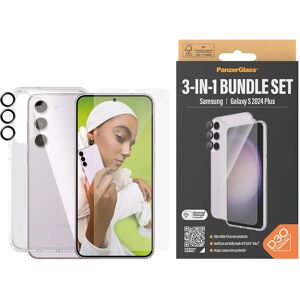 Samsung Galaxy S24+ (Plus) PanzerGlass 3-i-1 Bundle m. EasyAligner - D3O Bio Hardcase Cover / Skærmbeskyttelse (UWF) / Hoops Kamerabeskyttelse - Gennemsigtig / Sort