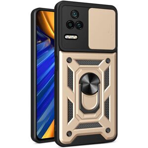 MOBILCOVERS.DK Xiaomi Poco F4 Håndværker Cover m. Magnetisk Kickstand & Cam Slider - Guld