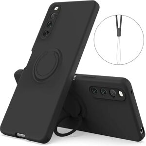 MOBILCOVERS.DK Sony Xperia 10 IV Fleksibel Plastik Cover m. Kickstand & Strop - Sort