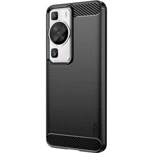 Huawei P60 Pro Mofi Brushed Carbon Fiber Fleksibelt Plastik Cover - Sort