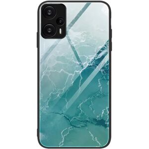 MOBILCOVERS.DK Xiaomi Poco F5 Plastik Cover m. Glasbagside - Turkis Marmor