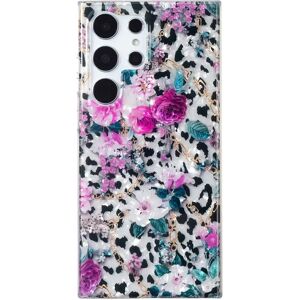 MOBILCOVERS.DK Samsung Galaxy S22 Ultra Fleksibel Plastik Cover m. Print - Leopard & Blomster