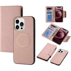 MOBILCOVERS.DK iPhone 15 Pro Max Kunstlæder 2-i-1 Cover m. Pung & Magnetlås - Rose Gold