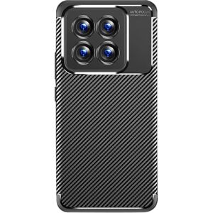 MOBILCOVERS.DK Xiaomi 14 Pro Carbon Fiber Fleksibelt Plastik Cover - Sort