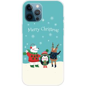 MOBILCOVERS.DK iPhone 15 Pro Fleksibelt Plastik Jule Cover - Merry Christmas - Venner i Sneen