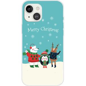 MOBILCOVERS.DK iPhone 15 Fleksibelt Plastik Jule Cover - Merry Christmas - Venner i Sneen