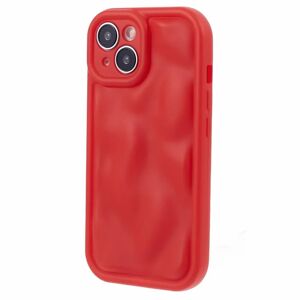 MOBILCOVERS.DK iPhone 15 Fleksibelt Plastik Cover m. Bølget Design V2 - Mat Rød