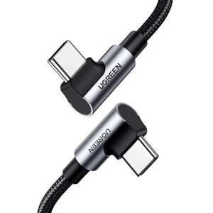 Ugreen PD 100W Vinklet USB-C til USB-C Flettet Nylon Kabel 1m - Sort / Grå