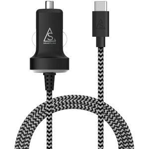 Smartline 10.5W Biloplader m. Integreret USB-C Kabel - Sort