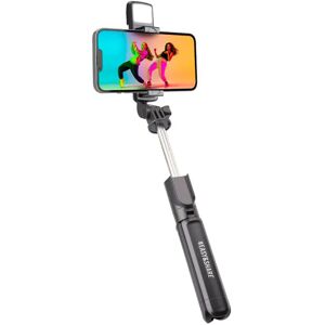 SBS Universal Selfie Stang m. Indbygget LED & Tripod - Max Mobil: 60 - 90mm - Sort