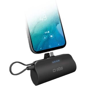 SBS Powerbank 5.000mAh Nano Tube 12W m. Stand & USB-C - USB-C Kabel - Sort