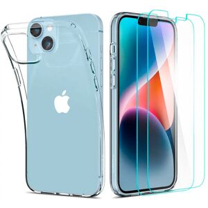 iPhone 14 Plus Spigen Crystal Pack Set m. Cover og 2 stk. Skærmbeskyttelse - Gennemsigtig