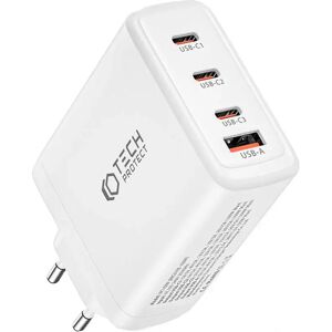 Tech-Protect Network PD 100W GaN Vægoplader m. 3 x USB-C & 1 x USB-A - Hvid