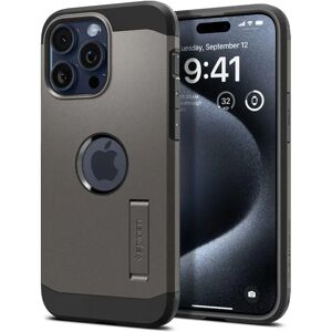 iPhone 15 Pro Spigen Tough Armor Cover m. Kickstand - MagSafe Kompatibel - Gun Metal