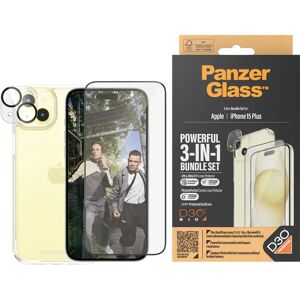 iPhone 15 Plus PanzerGlass 3-i-1 Bundle m. EasyAligner - Cover / Skærmbeskyttelse (UWF) / Kamerabeskyttelse - Gennemsigtig / Sort