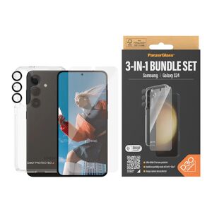 Samsung Galaxy S24 PanzerGlass 3-i-1 Bundle m. EasyAligner - D3O Bio Hardcase Cover / Skærmbeskyttelse (UWF) / Hoops Kamerabeskyttelse - Gennemsigtig / Sort