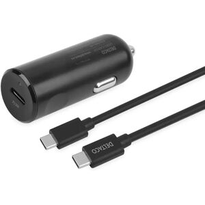 Deltaco PD (Power Delivery) 20W Biloplader m. USB-C Kabel - Sort