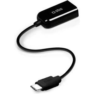 SBS OTG USB-A til USB-C Mellemstik/Adapter 15cm - Sort